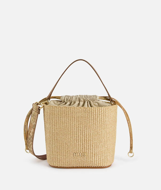 Alviero Martini borsa secchiello Naturale Geo Bambù