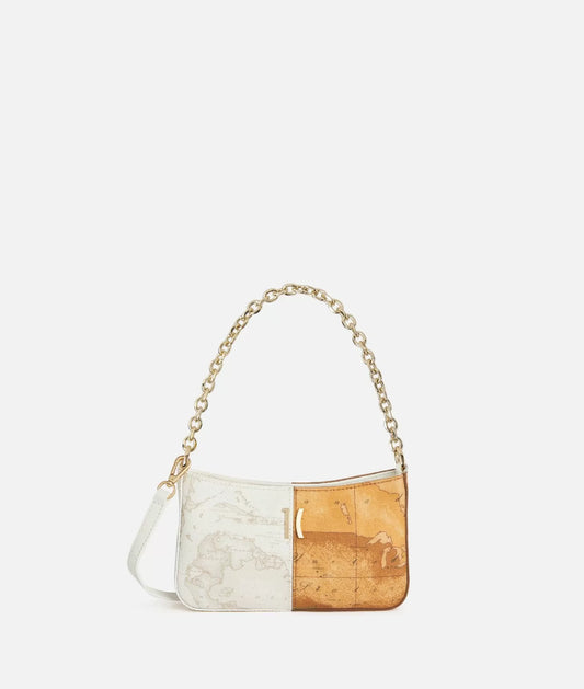 Alviero Martini pochette Geo Mix con catena avorio