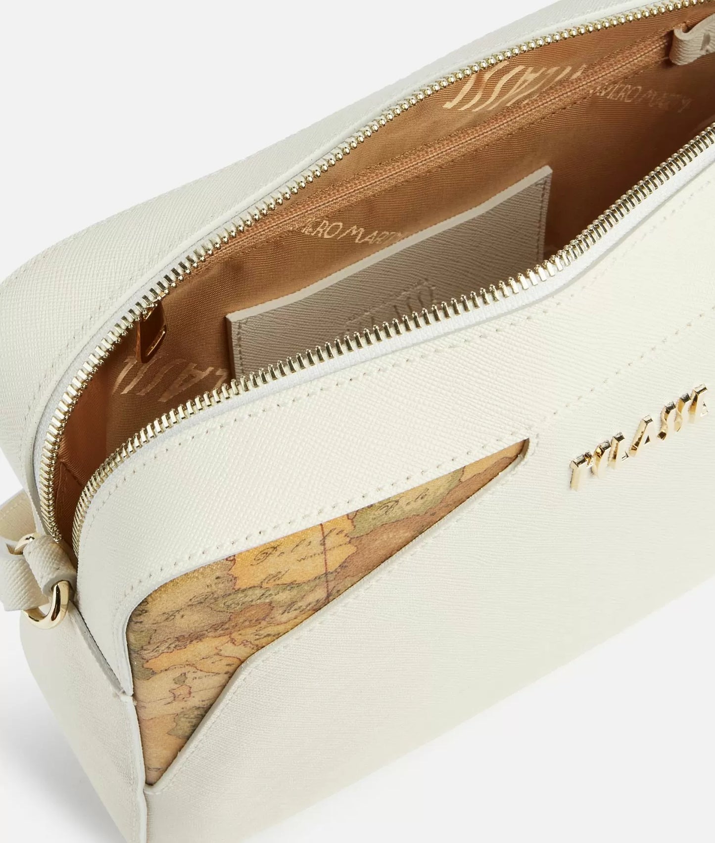 Alviero Martini borsa a tracolla media con inserti frontali sagomati in tessuto Geo Classic avorio