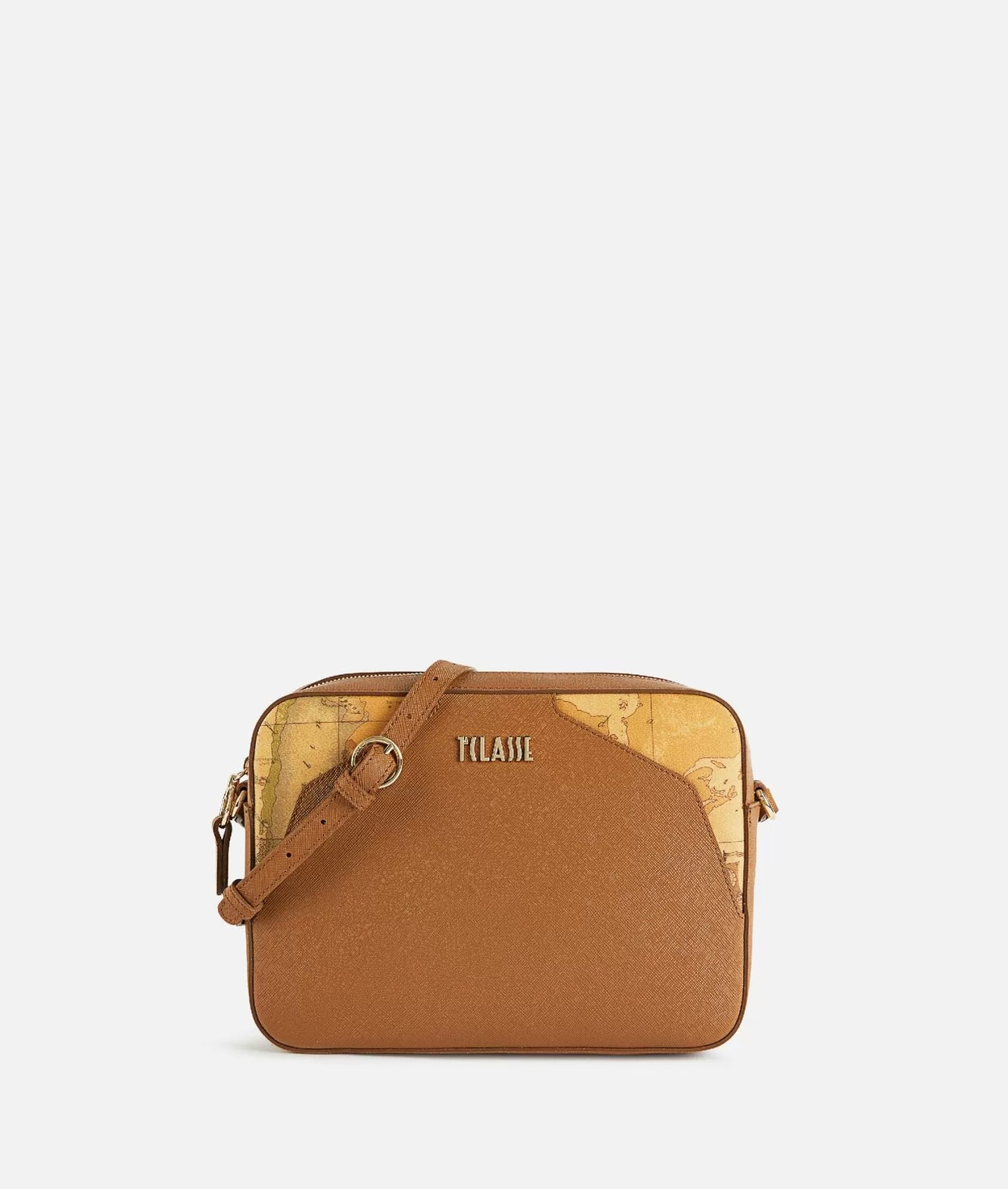 Alviero Martini borsa a tracolla con inserti frontali sagomati in tessuto Geo Classic cuoio
