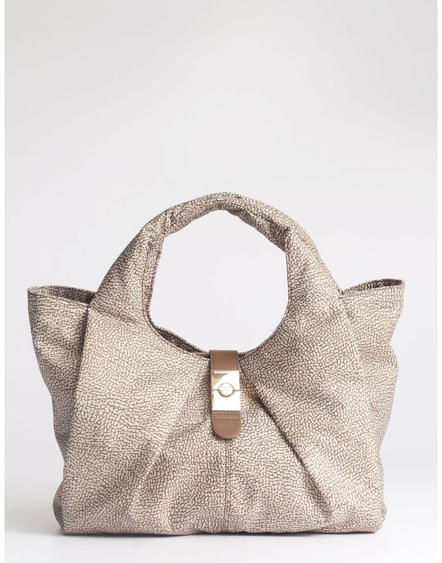 Borbonese cortina borsa shopping beige marrone - Maquis dal 1989