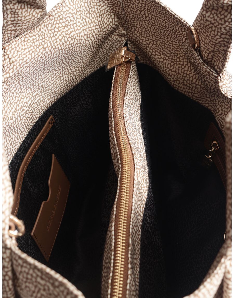 Borbonese cortina borsa shopping beige marrone - Maquis dal 1989
